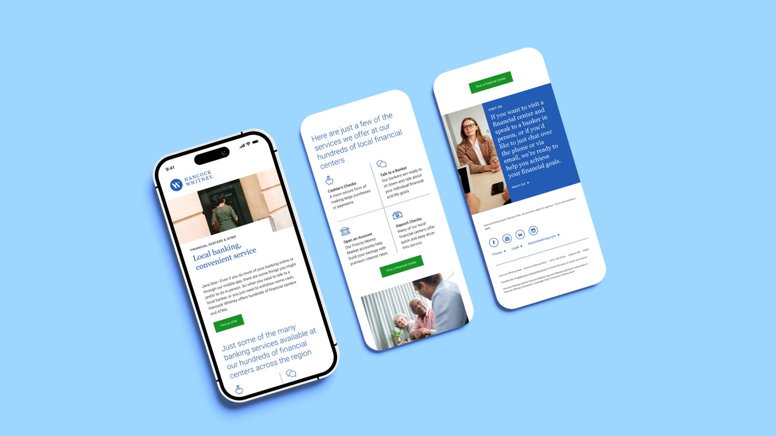Hancock Whitney mobile banking email designs