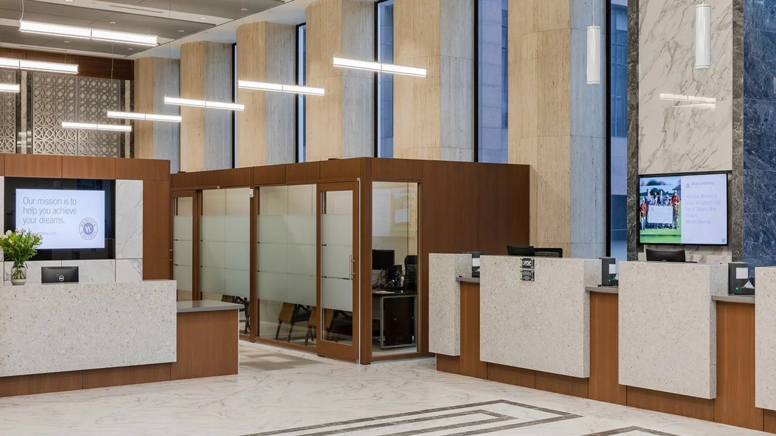 A modern Hancock Whitney bank interior