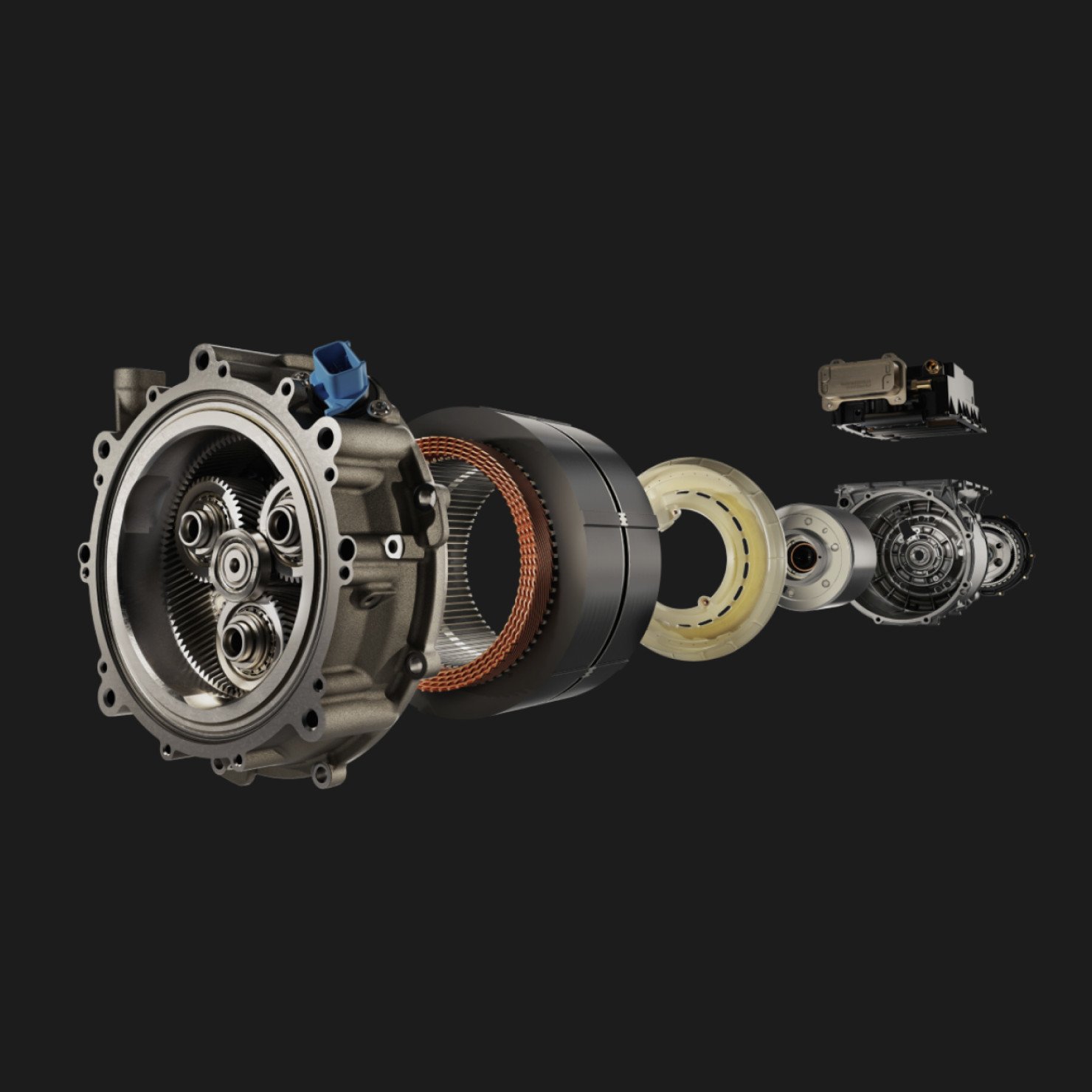 Exploded view of Lucid vehicle engineering