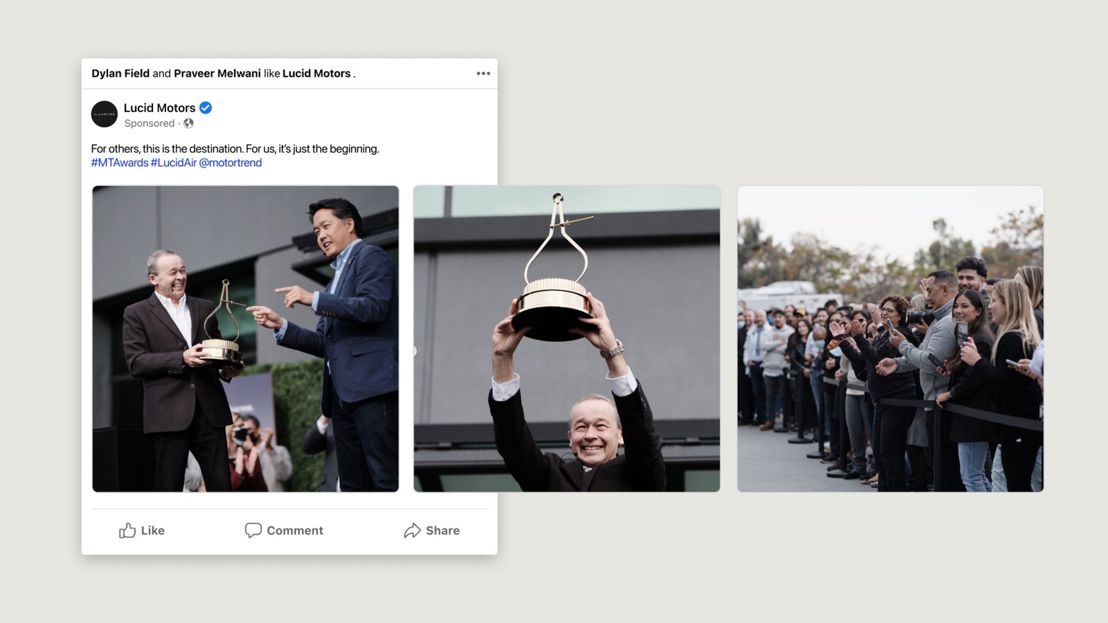 Lucid Motors Instagram Stories shown on a phone