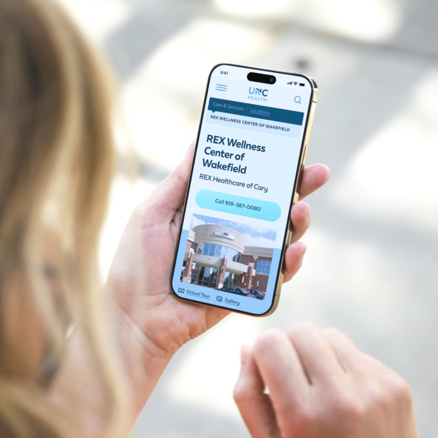 A patient using the UNC Health mobile experience